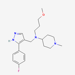 molecular formula C20H29FN4O B4515368 N-{[3-(4-fluorophenyl)-1H-pyrazol-4-yl]methyl}-N-(3-methoxypropyl)-1-methylpiperidin-4-amine 