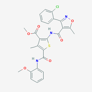 molecular formula C26H22ClN3O6S B451539 Methyl 2-({[3-(2-chlorophenyl)-5-methyl-4-isoxazolyl]carbonyl}amino)-5-[(2-methoxyanilino)carbonyl]-4-methyl-3-thiophenecarboxylate 