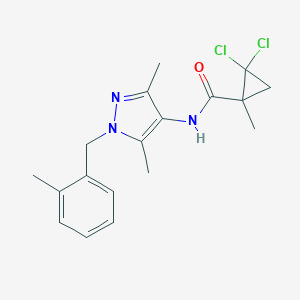 molecular formula C18H21Cl2N3O B451546 2,2-dichloro-N-[3,5-dimethyl-1-(2-methylbenzyl)-1H-pyrazol-4-yl]-1-methylcyclopropanecarboxamide 