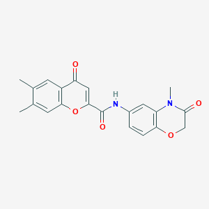 molecular formula C21H18N2O5 B4515487 6,7-dimethyl-N-(4-methyl-3-oxo-3,4-dihydro-2H-1,4-benzoxazin-6-yl)-4-oxo-4H-chromene-2-carboxamide 