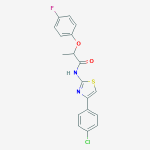 molecular formula C18H14ClFN2O2S B451551 N-[4-(4-chlorophenyl)-1,3-thiazol-2-yl]-2-(4-fluorophenoxy)propanamide 