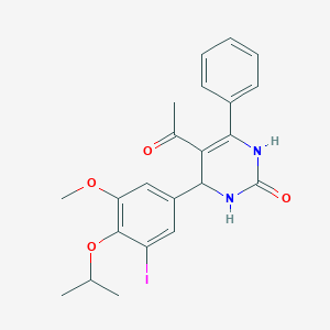 molecular formula C22H23IN2O4 B451554 5-acetyl-4-(3-iodo-4-isopropoxy-5-methoxyphenyl)-6-phenyl-3,4-dihydro-2(1H)-pyrimidinone 