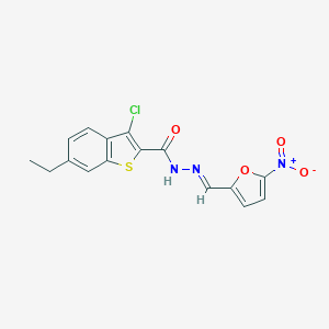 molecular formula C16H12ClN3O4S B451559 3-chloro-6-ethyl-N'-({5-nitro-2-furyl}methylene)-1-benzothiophene-2-carbohydrazide 