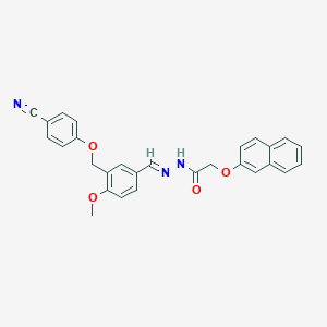 molecular formula C28H23N3O4 B451561 N'-{3-[(4-cyanophenoxy)methyl]-4-methoxybenzylidene}-2-(2-naphthyloxy)acetohydrazide 
