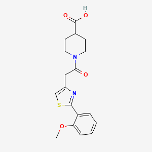 molecular formula C18H20N2O4S B4515612 1-{[2-(2-methoxyphenyl)-1,3-thiazol-4-yl]acetyl}-4-piperidinecarboxylic acid 