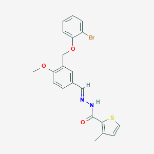 molecular formula C21H19BrN2O3S B451563 N'-{3-[(2-bromophenoxy)methyl]-4-methoxybenzylidene}-3-methyl-2-thiophenecarbohydrazide 