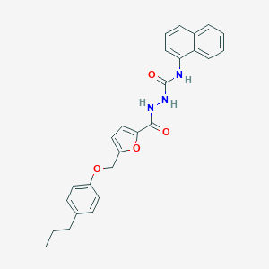 molecular formula C26H25N3O4 B451564 N-(1-naphthyl)-2-{5-[(4-propylphenoxy)methyl]-2-furoyl}hydrazinecarboxamide 