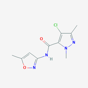 molecular formula C10H11ClN4O2 B451566 4-chloro-1,3-dimethyl-N-(5-methyl-3-isoxazolyl)-1H-pyrazole-5-carboxamide 