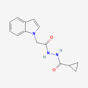 molecular formula C14H15N3O2 B4515693 N'-[2-(1H-indol-1-yl)acetyl]cyclopropanecarbohydrazide 