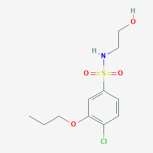 molecular formula C11H16ClNO4S B4515709 4-氯-N-(2-羟乙基)-3-丙氧基苯磺酰胺 