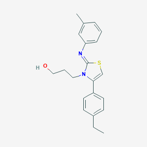 molecular formula C21H24N2OS B451571 3-[(2Z)-4-(4-ethylphenyl)-2-[(3-methylphenyl)imino]-1,3-thiazol-3(2H)-yl]propan-1-ol 
