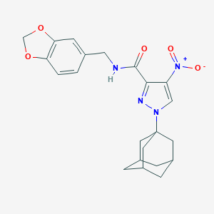 1-(1-adamantyl)-N-(1,3-benzodioxol-5-ylmethyl)-4-nitro-1H-pyrazole-3-carboxamide