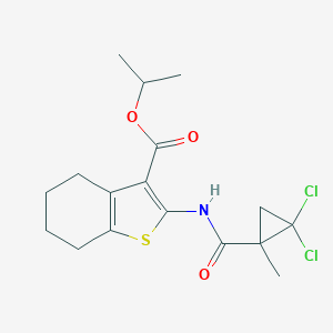 molecular formula C17H21Cl2NO3S B451578 Isopropyl 2-{[(2,2-dichloro-1-methylcyclopropyl)carbonyl]amino}-4,5,6,7-tetrahydro-1-benzothiophene-3-carboxylate 