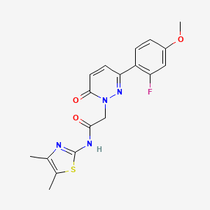 molecular formula C18H17FN4O3S B4515822 N-[(2Z)-4,5-dimethyl-1,3-thiazol-2(3H)-ylidene]-2-[3-(2-fluoro-4-methoxyphenyl)-6-oxopyridazin-1(6H)-yl]acetamide 