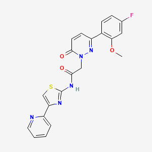 molecular formula C21H16FN5O3S B4515830 2-[3-(4-fluoro-2-methoxyphenyl)-6-oxopyridazin-1(6H)-yl]-N-[(2Z)-4-(pyridin-2-yl)-1,3-thiazol-2(3H)-ylidene]acetamide 