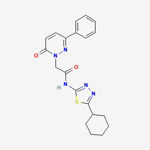 molecular formula C20H21N5O2S B4515837 N-(5-cyclohexyl-1,3,4-thiadiazol-2-yl)-2-(6-oxo-3-phenylpyridazin-1(6H)-yl)acetamide 