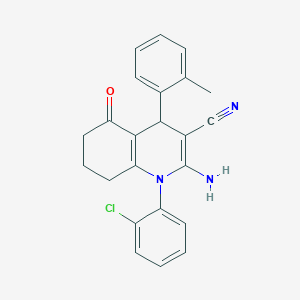 2-Amino-1-(2-chlorophenyl)-4-(2-methylphenyl)-5-oxo-1,4,5,6,7,8-hexahydro-3-quinolinecarbonitrile