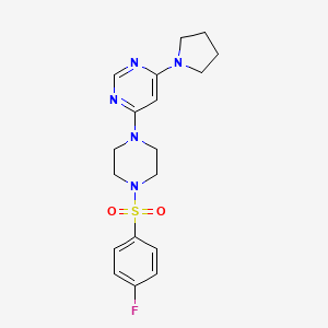 molecular formula C18H22FN5O2S B4515884 4-{4-[(4-氟苯基)磺酰基]-1-哌嗪基}-6-(1-吡咯烷基)嘧啶 