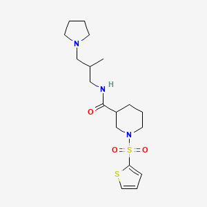 molecular formula C18H29N3O3S2 B4515912 N-[2-methyl-3-(1-pyrrolidinyl)propyl]-1-(2-thienylsulfonyl)-3-piperidinecarboxamide 