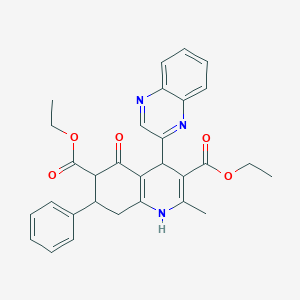 molecular formula C30H29N3O5 B451593 Diethyl 2-methyl-5-oxo-7-phenyl-4-(2-quinoxalinyl)-1,4,5,6,7,8-hexahydro-3,6-quinolinedicarboxylate 