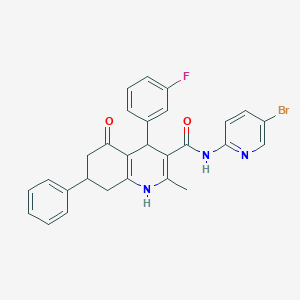 N-(5-bromo-2-pyridinyl)-4-(3-fluorophenyl)-2-methyl-5-oxo-7-phenyl-1,4,5,6,7,8-hexahydro-3-quinolinecarboxamide