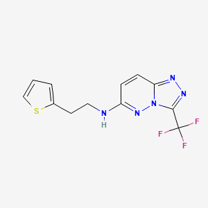 molecular formula C12H10F3N5S B4515959 N-[2-(thiophen-2-yl)ethyl]-3-(trifluoromethyl)[1,2,4]triazolo[4,3-b]pyridazin-6-amine 