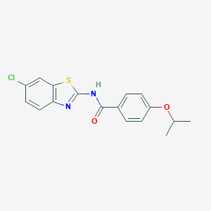 molecular formula C17H15ClN2O2S B451600 N-(6-chloro-1,3-benzothiazol-2-yl)-4-isopropoxybenzamide 