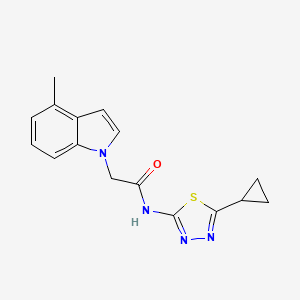 molecular formula C16H16N4OS B4516026 N-(5-cyclopropyl-1,3,4-thiadiazol-2-yl)-2-(4-methyl-1H-indol-1-yl)acetamide 