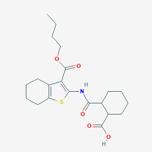 molecular formula C21H29NO5S B451603 2-({[3-(Butoxycarbonyl)-4,5,6,7-tetrahydro-1-benzothien-2-yl]amino}carbonyl)cyclohexanecarboxylic acid 