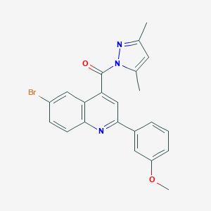 molecular formula C22H18BrN3O2 B451606 6-bromo-4-[(3,5-dimethyl-1H-pyrazol-1-yl)carbonyl]-2-(3-methoxyphenyl)quinoline 