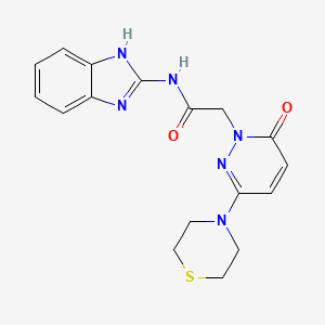 molecular formula C17H18N6O2S B4516086 N-(1H-benzimidazol-2-yl)-2-[6-oxo-3-(thiomorpholin-4-yl)pyridazin-1(6H)-yl]acetamide 