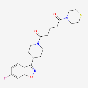 6-fluoro-3-{1-[5-oxo-5-(4-thiomorpholinyl)pentanoyl]-4-piperidinyl}-1,2-benzisoxazole