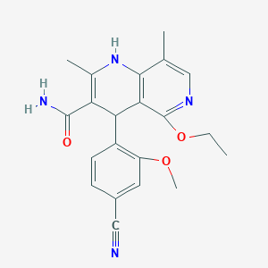 molecular formula C21H22N4O3 B045162 4-(4-氰基-2-甲氧基苯基)-5-乙氧基-2,8-二甲基-1,4-二氢-1,6-萘啶-3-甲酰胺 CAS No. 1050477-27-4