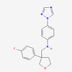 molecular formula C19H19FN4O B4516221 N-[[3-(4-fluorophenyl)oxolan-3-yl]methyl]-4-(1,2,4-triazol-1-yl)aniline 