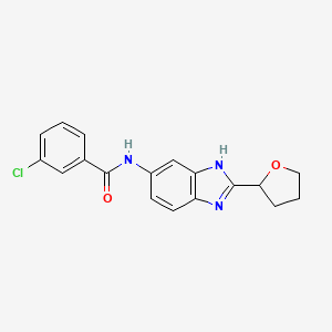 3-chloro-N-[2-(tetrahydro-2-furanyl)-1H-benzimidazol-6-yl]benzamide