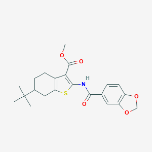 molecular formula C22H25NO5S B451629 Methyl 2-[(1,3-benzodioxol-5-ylcarbonyl)amino]-6-tert-butyl-4,5,6,7-tetrahydro-1-benzothiophene-3-carboxylate 