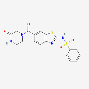 N-{6-[(3-oxo-1-piperazinyl)carbonyl]-1,3-benzothiazol-2-yl}benzenesulfonamide