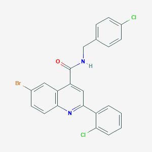 molecular formula C23H15BrCl2N2O B451634 6-bromo-N-(4-chlorobenzyl)-2-(2-chlorophenyl)-4-quinolinecarboxamide 