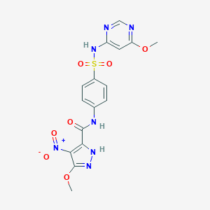 molecular formula C16H15N7O7S B451636 3-methoxy-N-{4-[(6-methoxypyrimidin-4-yl)sulfamoyl]phenyl}-4-nitro-1H-pyrazole-5-carboxamide 