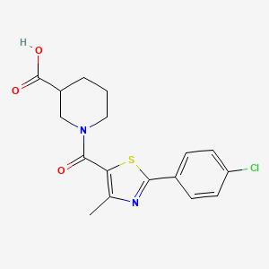 molecular formula C17H17ClN2O3S B4516423 1-{[2-(4-chlorophenyl)-4-methyl-1,3-thiazol-5-yl]carbonyl}-3-piperidinecarboxylic acid 