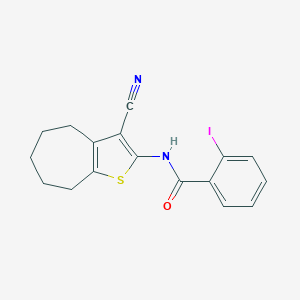 molecular formula C17H15IN2OS B451644 N-(3-cyano-5,6,7,8-tetrahydro-4H-cyclohepta[b]thiophen-2-yl)-2-iodobenzamide 