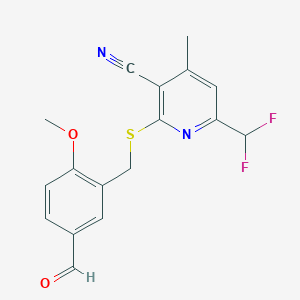 6-(Difluoromethyl)-2-[(5-formyl-2-methoxybenzyl)thio]-4-methylnicotinonitrile