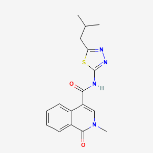 molecular formula C17H18N4O2S B4516509 2-methyl-N-[(2E)-5-(2-methylpropyl)-1,3,4-thiadiazol-2(3H)-ylidene]-1-oxo-1,2-dihydroisoquinoline-4-carboxamide 