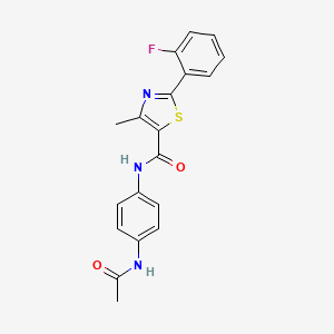 molecular formula C19H16FN3O2S B4516516 N-[4-(acetylamino)phenyl]-2-(2-fluorophenyl)-4-methyl-1,3-thiazole-5-carboxamide 