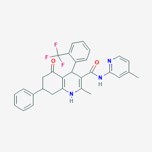 molecular formula C30H26F3N3O2 B451653 2-methyl-N-(4-methyl-2-pyridinyl)-5-oxo-7-phenyl-4-[2-(trifluoromethyl)phenyl]-1,4,5,6,7,8-hexahydro-3-quinolinecarboxamide 