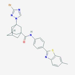 3-(3-bromo-1H-1,2,4-triazol-1-yl)-N-[4-(6-methyl-1,3-benzothiazol-2-yl)phenyl]-1-adamantanecarboxamide