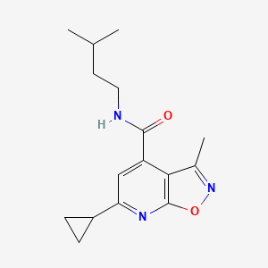 molecular formula C16H21N3O2 B4516625 6-cyclopropyl-3-methyl-N-(3-methylbutyl)isoxazolo[5,4-b]pyridine-4-carboxamide 