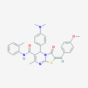 (2E)-5-[4-(dimethylamino)phenyl]-2-(4-methoxybenzylidene)-7-methyl-N-(2-methylphenyl)-3-oxo-2,3-dihydro-5H-[1,3]thiazolo[3,2-a]pyrimidine-6-carboxamide