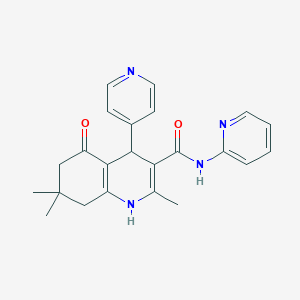 molecular formula C23H24N4O2 B451669 2,7,7-trimethyl-5-oxo-N-pyridin-2-yl-4-pyridin-4-yl-1,4,5,6,7,8-hexahydroquinoline-3-carboxamide 