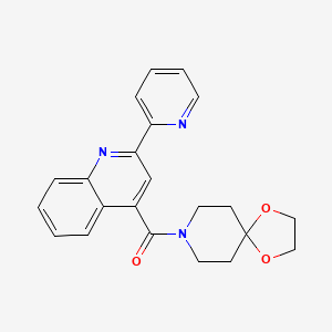 molecular formula C22H21N3O3 B4516705 4-(1,4-dioxa-8-azaspiro[4.5]dec-8-ylcarbonyl)-2-(2-pyridinyl)quinoline 